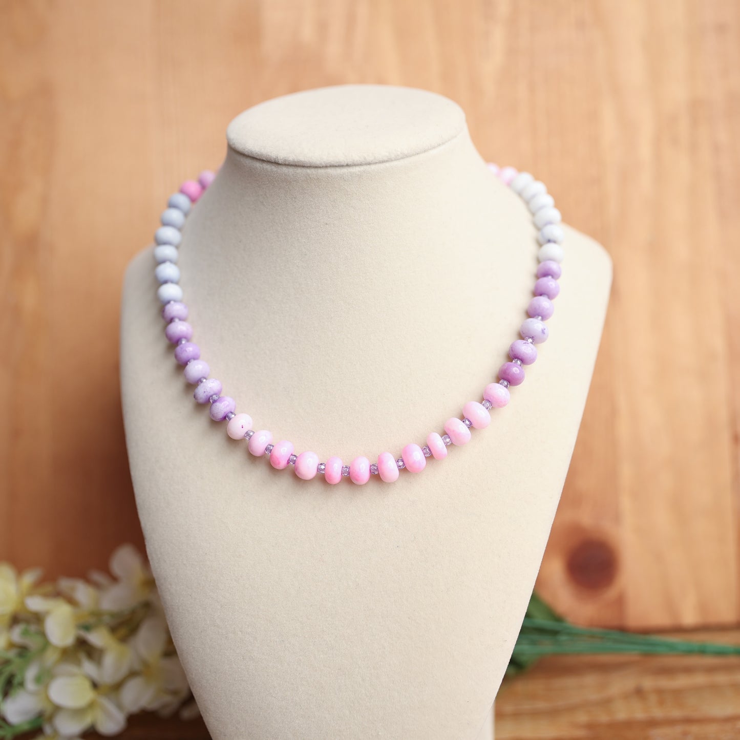 Pastel Dyed Opal & Purple Zircon Necklace