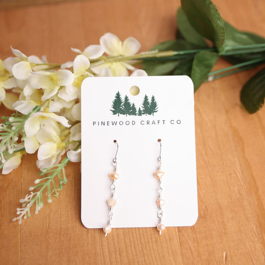 Hand wrapped blush pearl dangles
