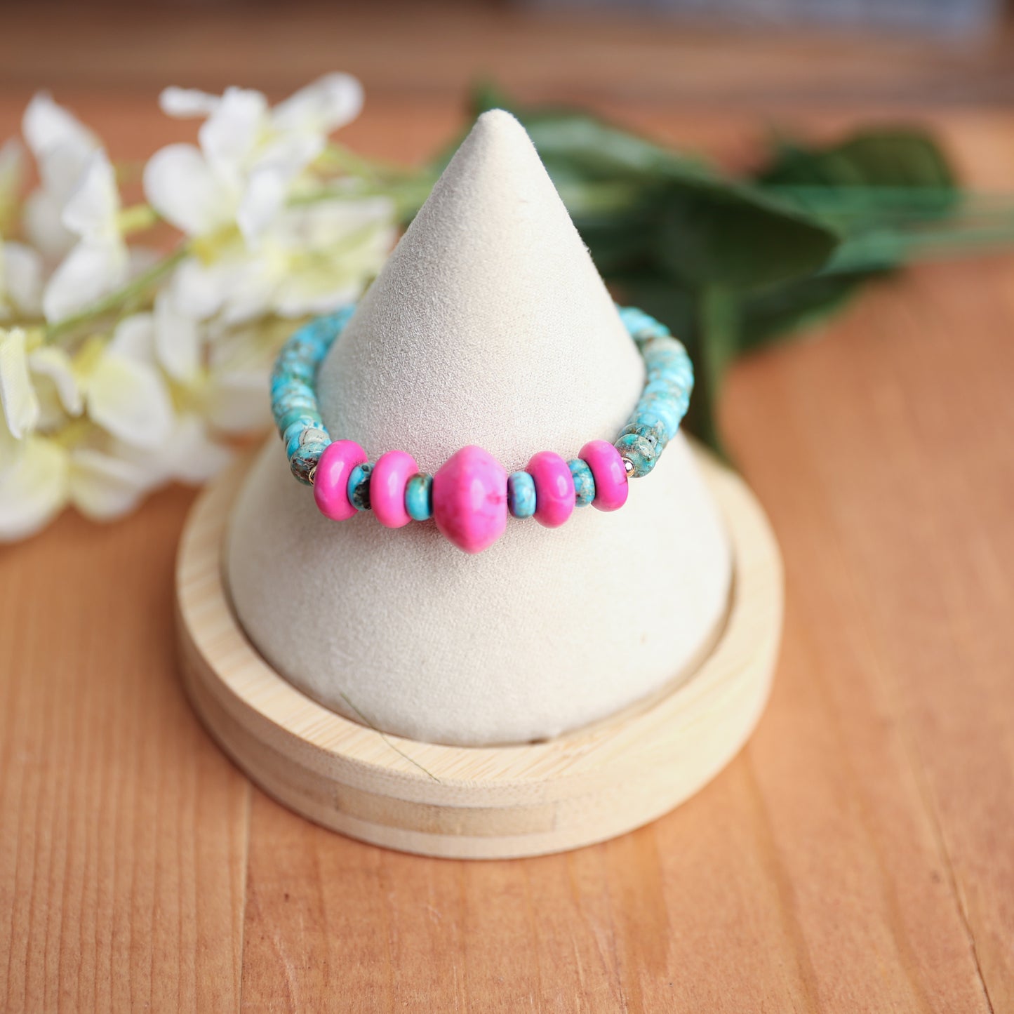 Pink Gemstone & Imperial Jasper Bracelet