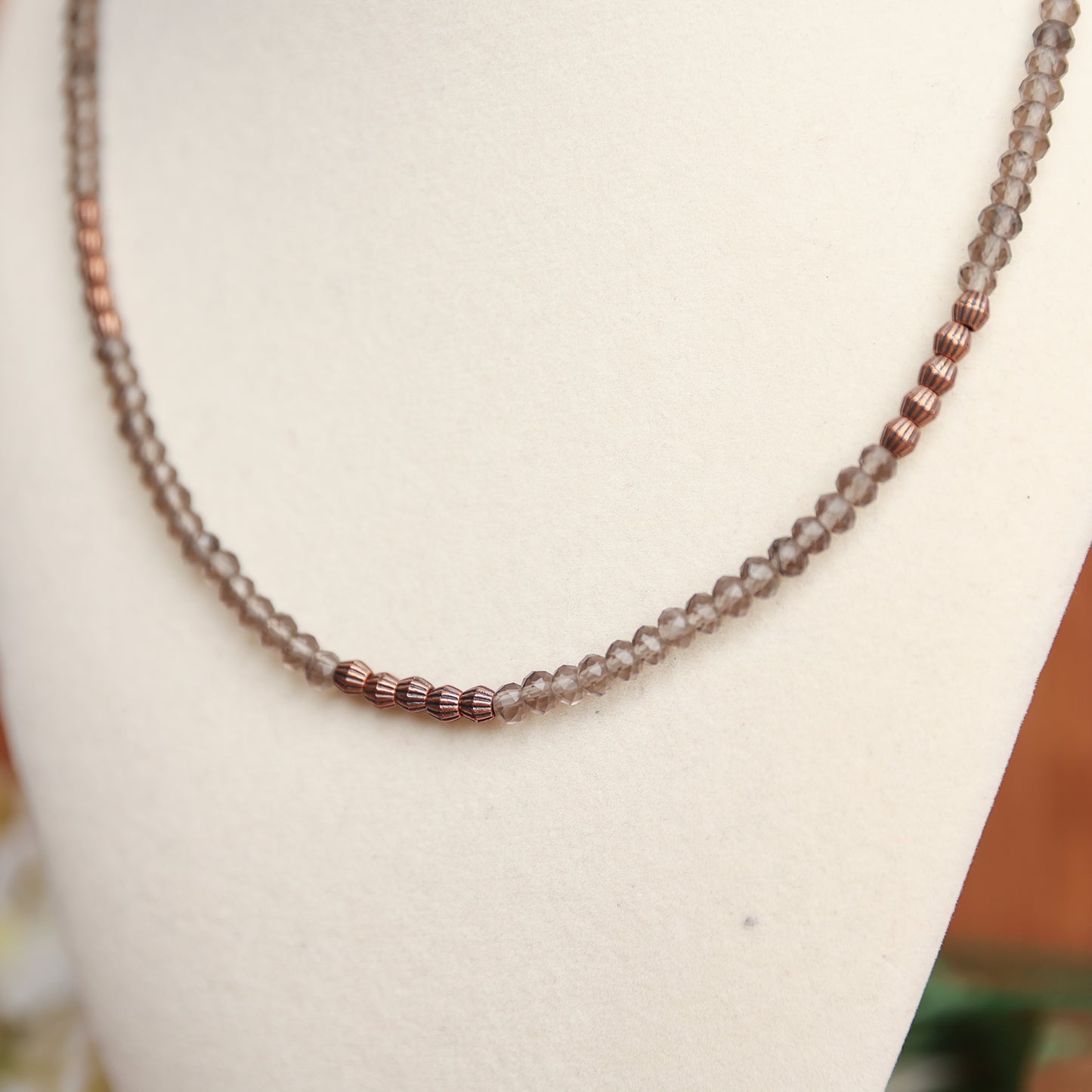 Ice Obsidian &amp; Copper Toned Necklace – 17.5" + Extender