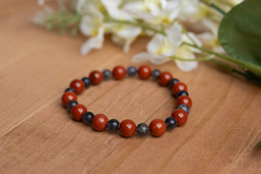 Red Jasper and Iolite - 6.25 inches unstretched