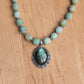 Amazonite & Labradorite Necklace with Silver-Plated Pendant 15 inches + 2-inch Stainless Steel Extender