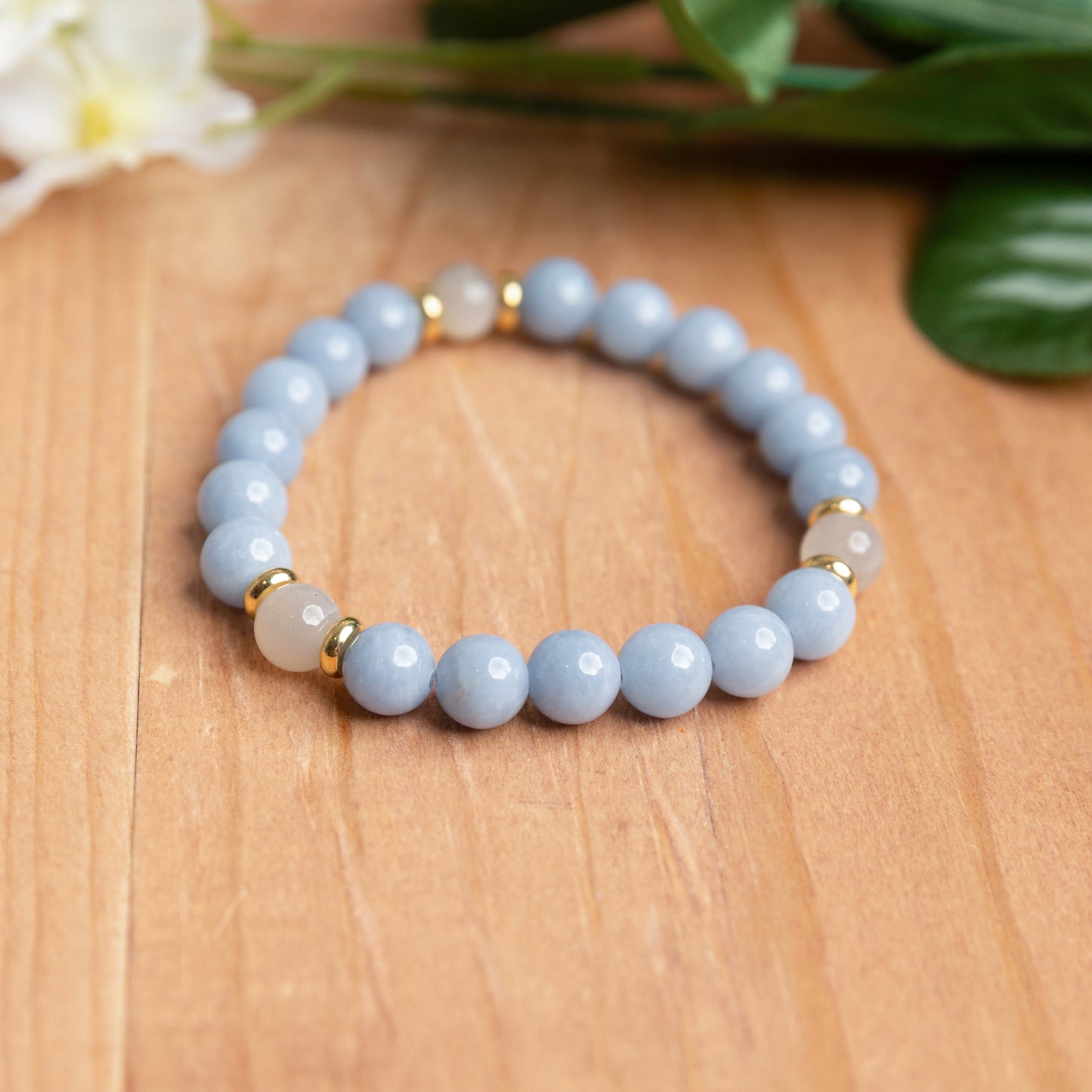 Moonstone and Angelite w/Gold Plated Spacers