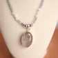 Angelite, Labradorite, & Moonstone with a silver plated Rutilated Quartz Pendant