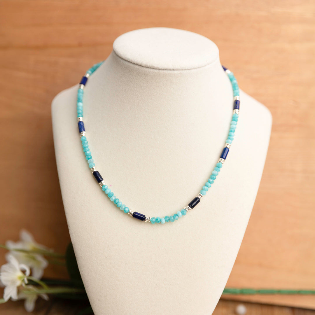 Dyed Jade &amp; Imperial Jasper Necklace with Hematite Accents