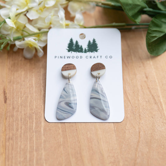 Gray, White and Gold shimmer Swirl earrings