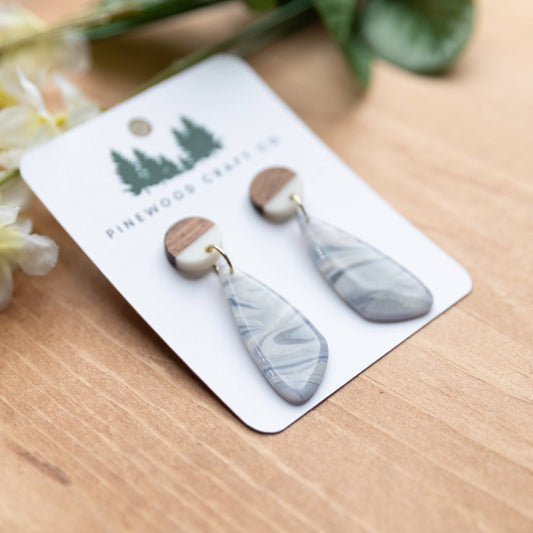 Gray, White and Gold shimmer Swirl earrings