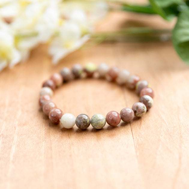 Plum Blossom Jasper Stretch Bracelet - 6.5 inches