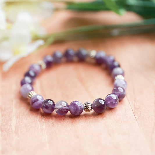 Amethyst w/Alloy Spacers - 6.5 inches unstretched