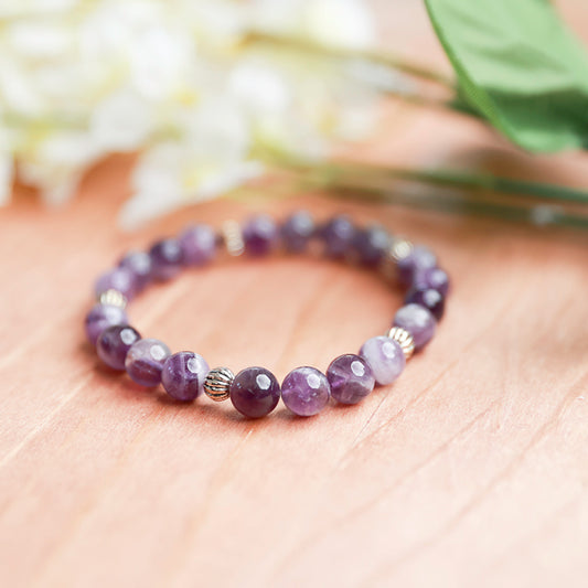 Amethyst w/Alloy Spacers - 6.5 inches unstretched
