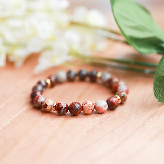 Mexican Lace Agate w/Gold Plated Spacers - 6 inches unstretched