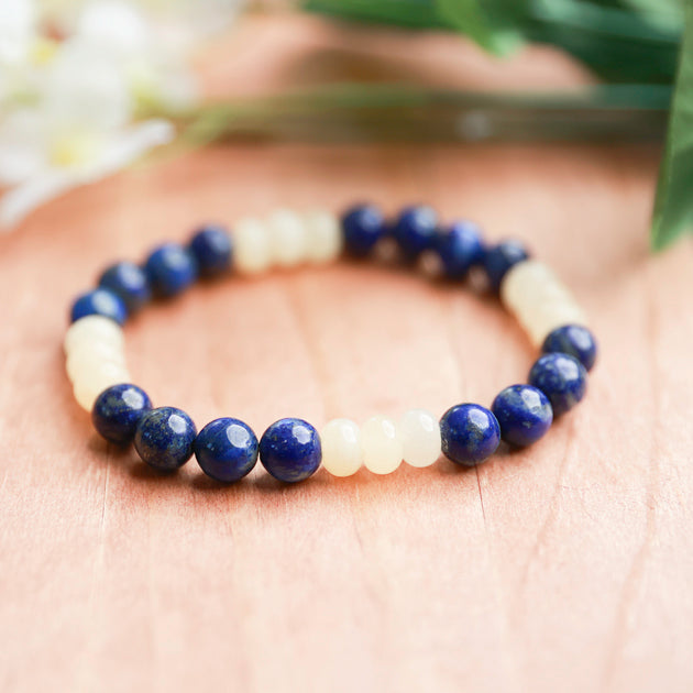 Lapis and Lemon Jade - 7 inches unstretched