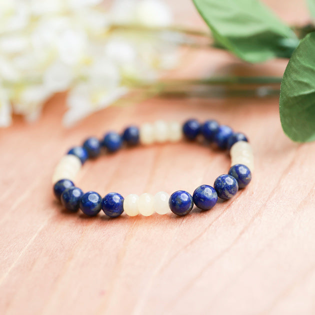 Lapis and Lemon Jade - 7 inches unstretched