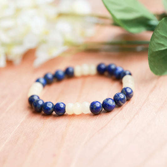 Lapis and Lemon Jade - 7 inches unstretched