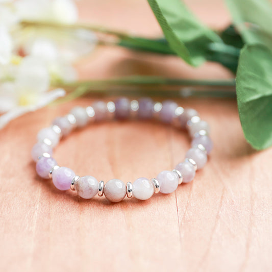Lavender Jade w/ Silver Plated Spacers - 6.5 inches unstreched