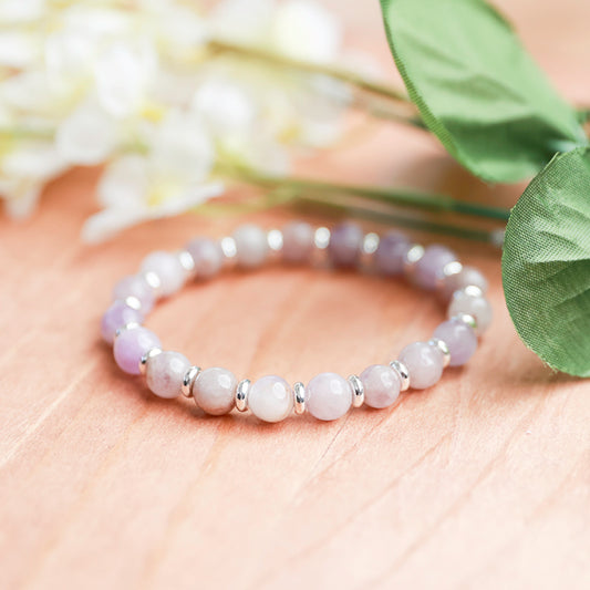 Lavender Jade w/ Silver Plated Spacers - 6.5 inches unstreched