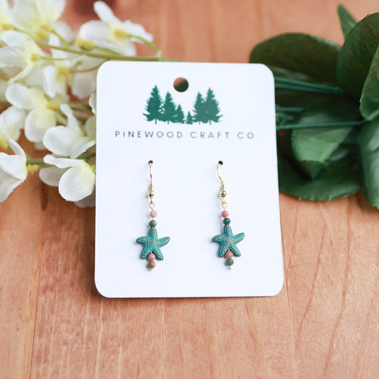 Patina Starfish and Gemstone