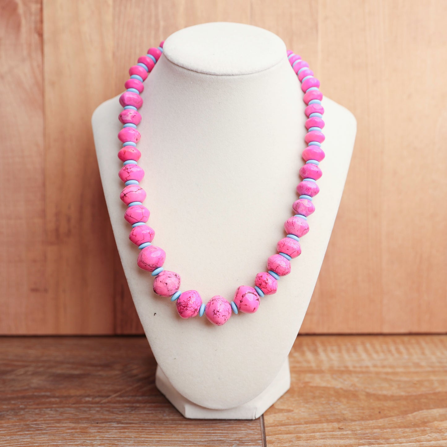 Dyed Stone and Czech Glass Bead Necklace and earrings  - custom for Maureen
