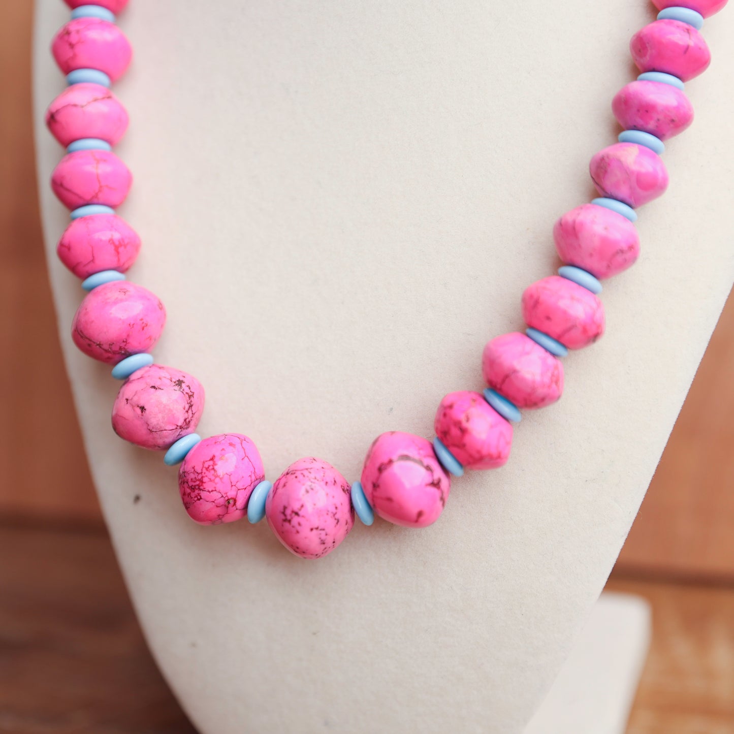 Dyed Stone and Czech Glass Bead Necklace and earrings  - custom for Maureen