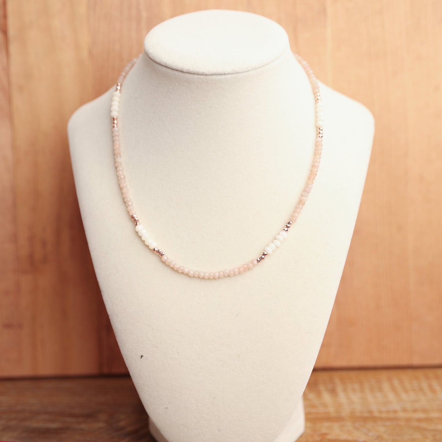 Peach Moonstone and White Gemstone w/Rose Gold Hematite Spacers