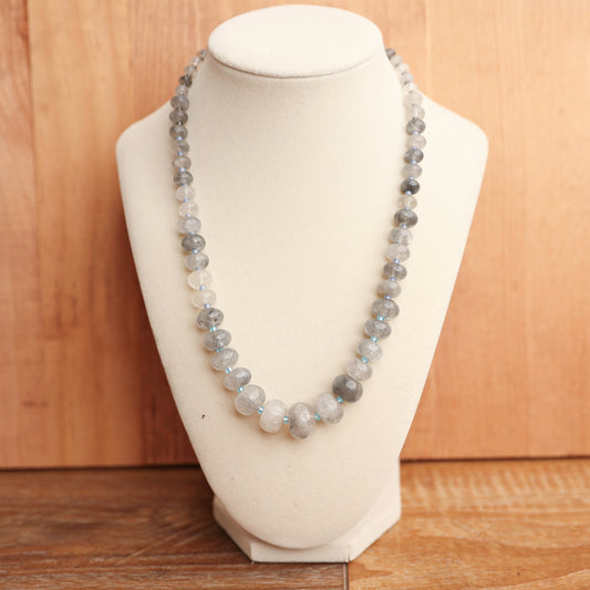 Graduated Smokey Quartz Necklace with Ombre Seed Bead Spacers