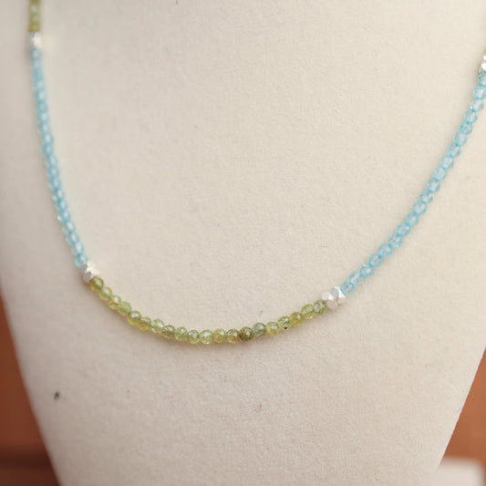 Blue Topaz and Peridot W/ Silver Colored Hematite Spacers
