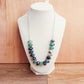 Dyed Dragon Vein Agate Chunk Necklace w/Antique Silver Chain