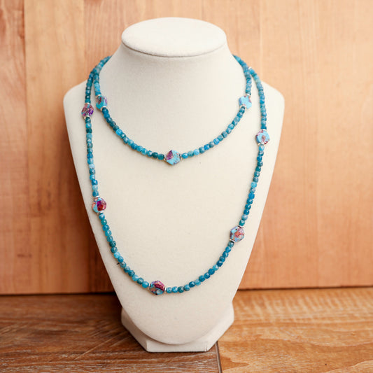 Apatite and Dyed Imperial Jasper Hexagons