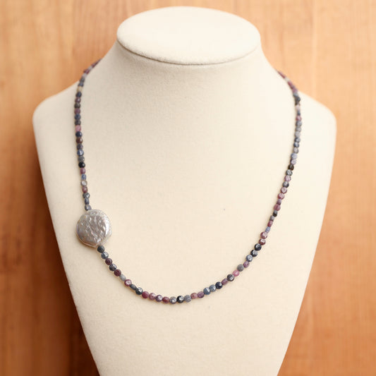 Ruby in Sapphire w/Offset Pearl