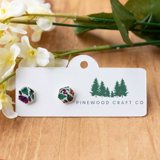Floral Hexagon Stud