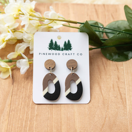 Wood and Acrylic Dangle Earrings