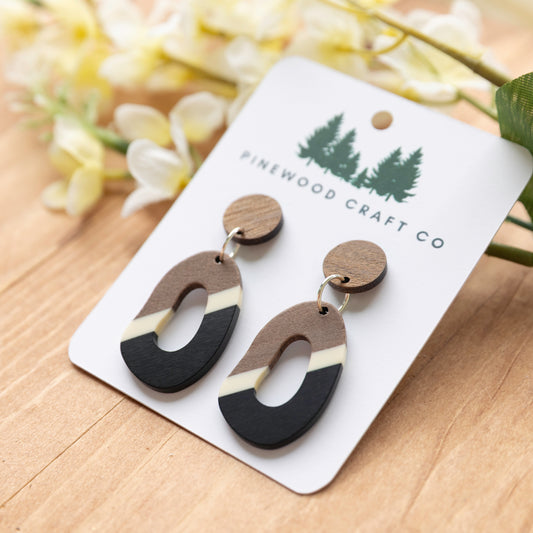Wood and Acrylic Dangle Earrings