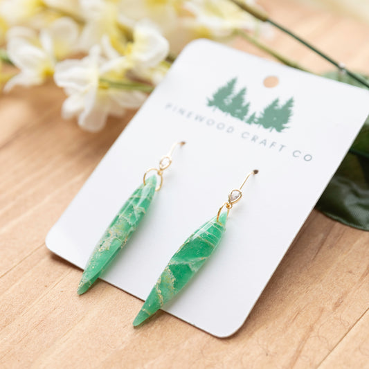 Green Dagger Earrings
