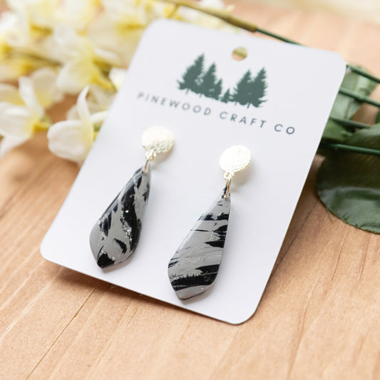Black and Gray Marble Earrings