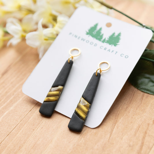 Black and Gold Dangle Earrings