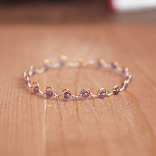 Squiggly Bracelet - Amethyst two toned