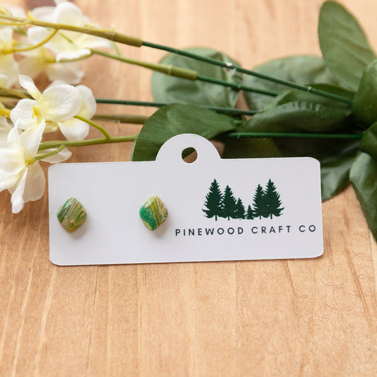 Green Agate Inspired Diamond Studs