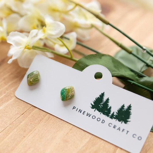 Green Agate Inspired Diamond Studs