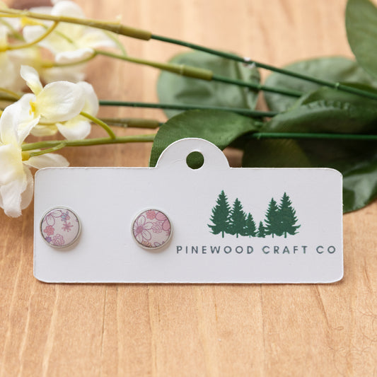 Blush Floral Round Stud Earrings