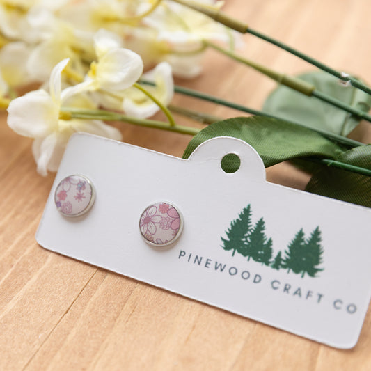 Blush Floral Round Stud Earrings