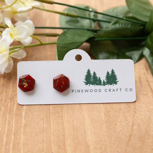 Red and Green Hexagon Studs