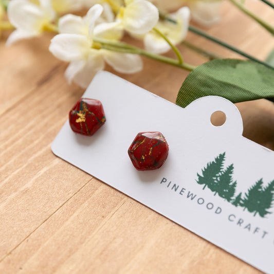 Red and Green Hexagon Studs