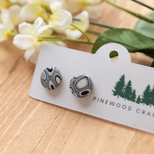 Monochrome Retro Stud Earrings