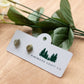Sage & Gold Diamond Stud Earrings