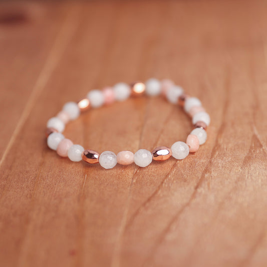 Moonstone, Pink Jade and Hematite Bracelet