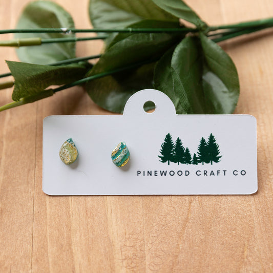 Emerald Tide Teardrop Stud Earrings