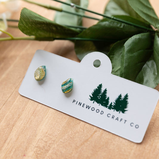 Emerald Tide Teardrop Stud Earrings