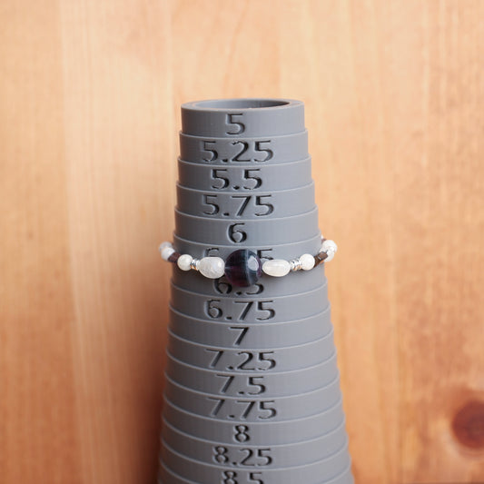 Moonstone and Tanzanite stretch bracelet with Flourite Focal