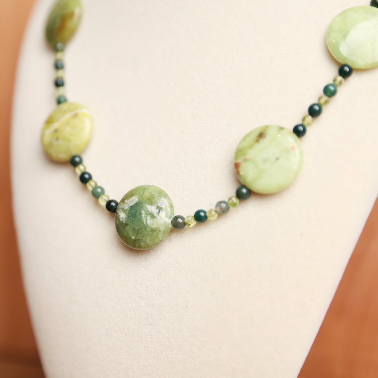 Green Garnet & Moss Agate Statement Necklace