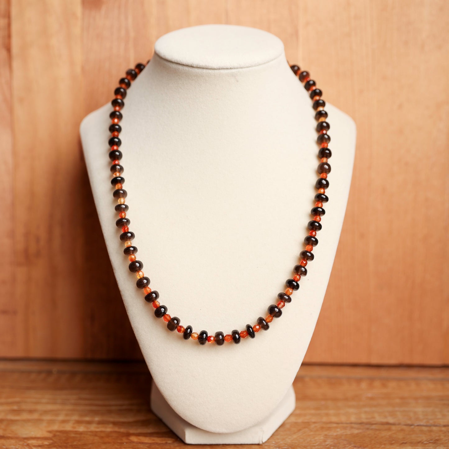 Carnelian & Smoky Quartz Gemstone Necklace